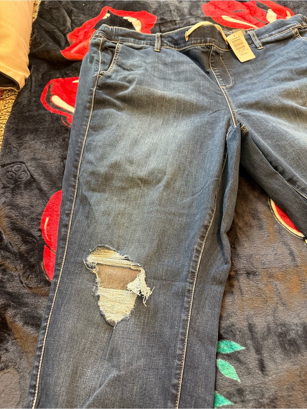 torrid Distressed Dark Blue Boyfriend Jeans - Picture 2 of 5